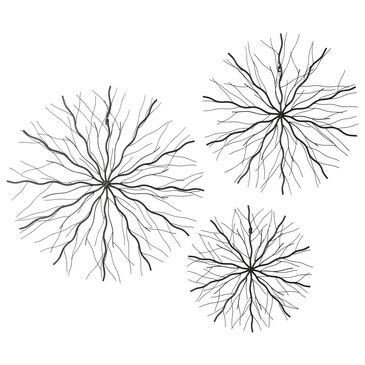 Maple and Jade 24", 30", 37" Starburst Home Wall Decor with Branch Inspired Design in Matte Black (Set of 3), , large