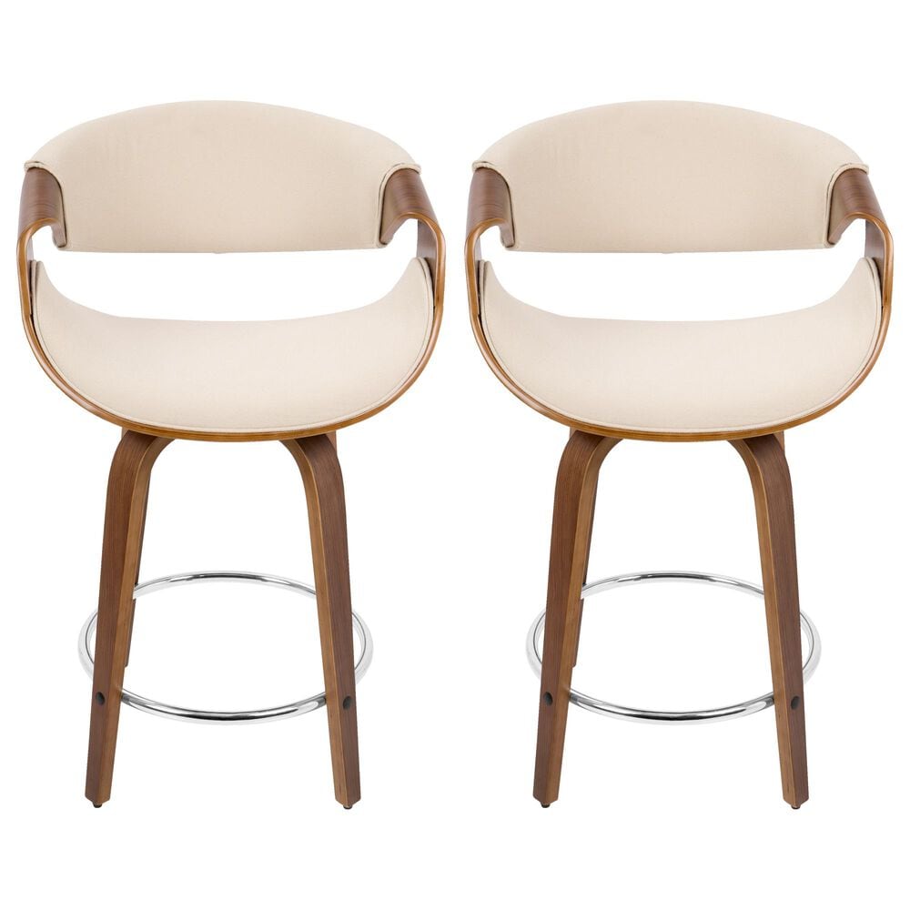Lumisource Curvo Counter Stool in Cream &#40;Set of 2&#41;, , large