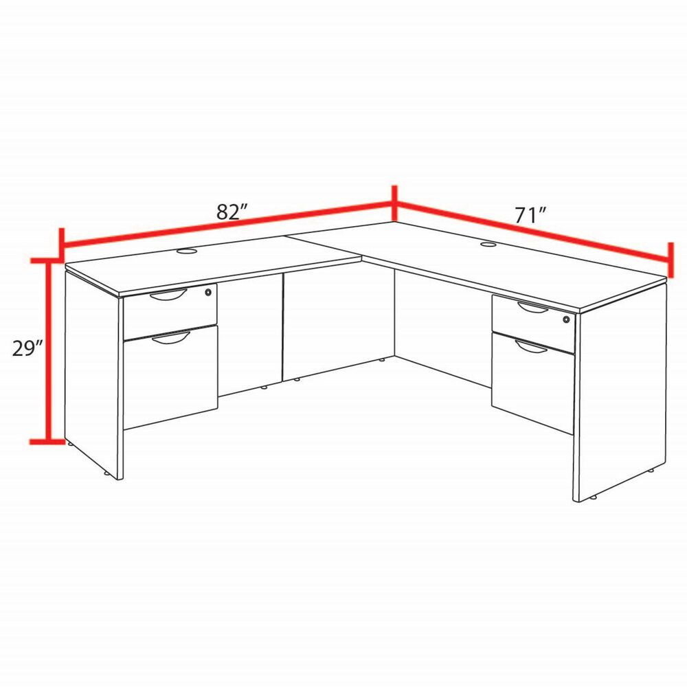 Regency Global Sourcing Legacy 71" L-Shaped Desk with Double Pedestal Drawer Unit in Noble Oak, , large