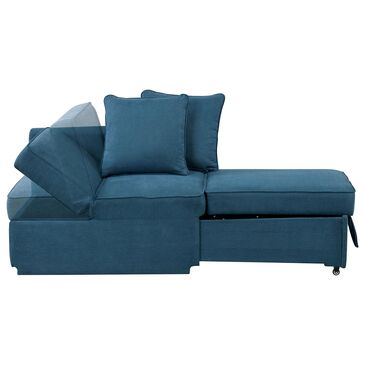Furniture of America Woburn Convertible Chaise Lounger with Caster in Blue, , large