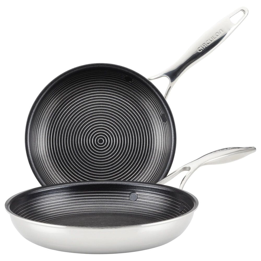 Circulon 8.5" and 10" Tri-Ply Clad Nonstick Frying Pan Set in Stainless Steel, , large