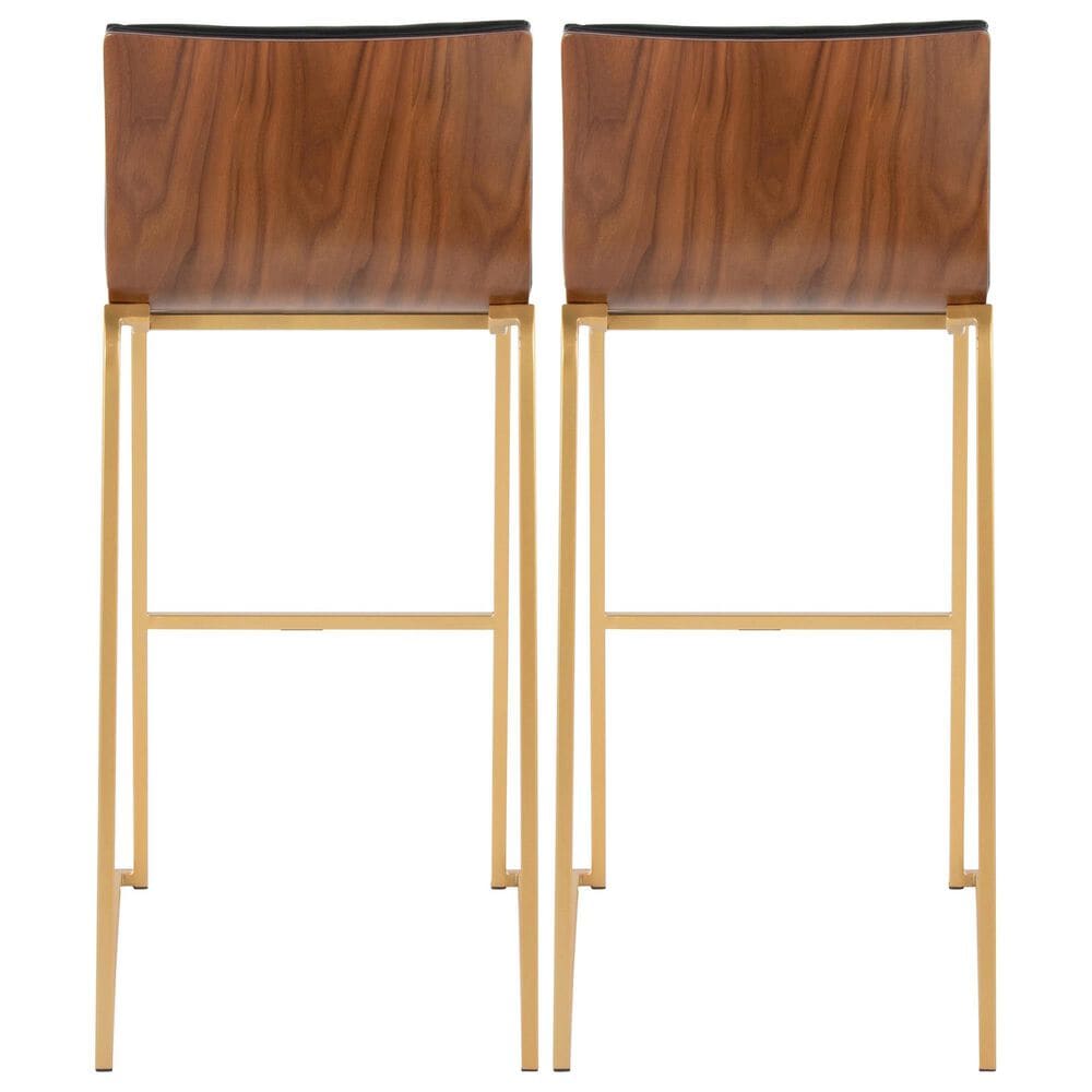Lumisource Mason Mara Barstool with Black Cushion in Black and Walnut &#40;Set of 2&#41;, , large