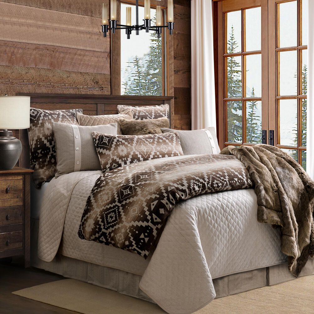 HiEnd Accents Chalet Aztec 3-Piece Super Queen Comforter Set in White and Brown, , large