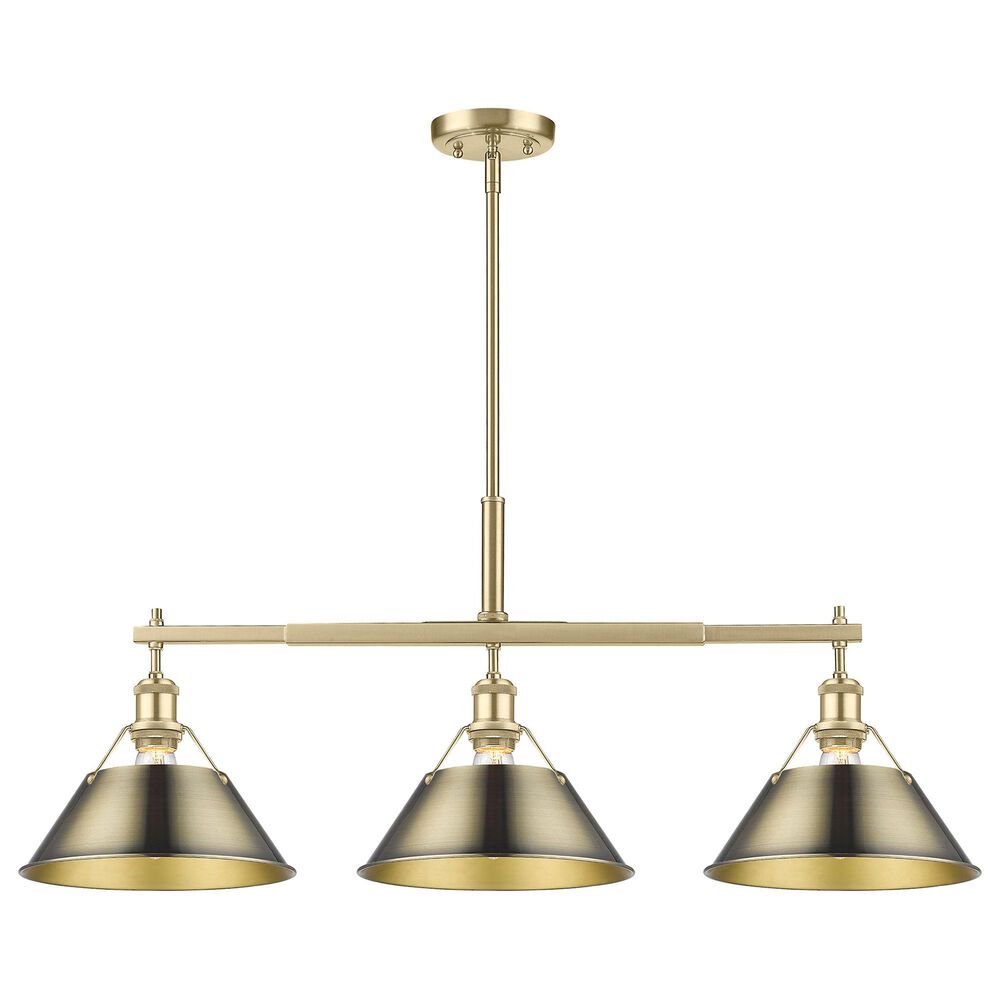 Golden Lighting Orwell 3-Light Linear Pendant with Aged Brass Shade in Brushed Champagne Bronze, , large