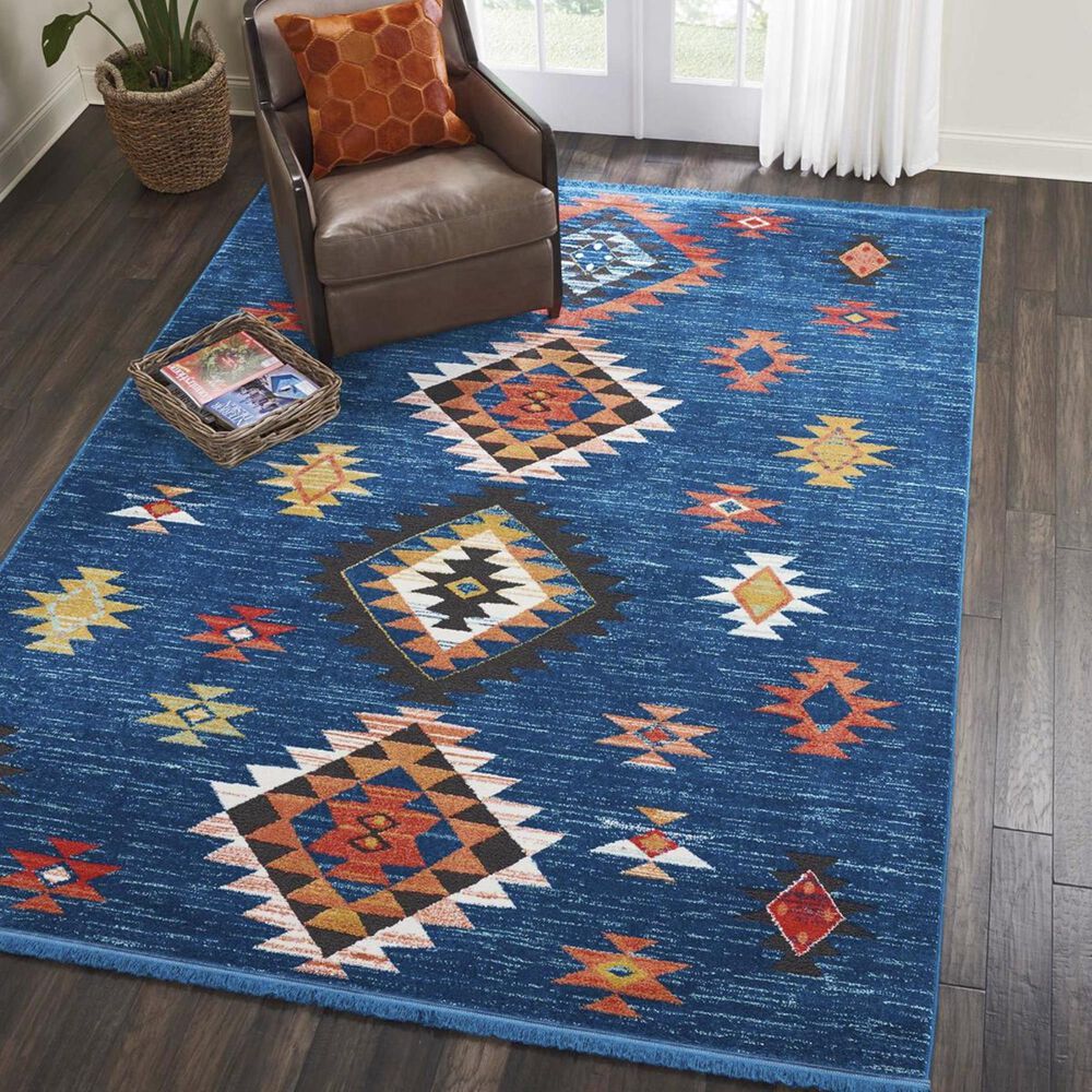 Nourison Navajo NAV07 9"3" x 13" Blue Area Rug, , large