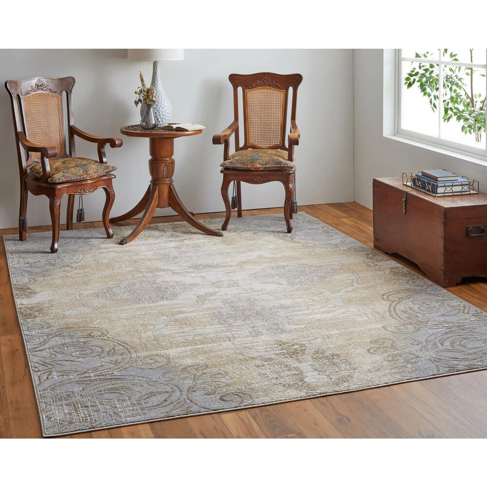 Feizy Celene 39L1F 7&#39;9&quot; x 10&#39; Beige and Gray Area Rug, , large