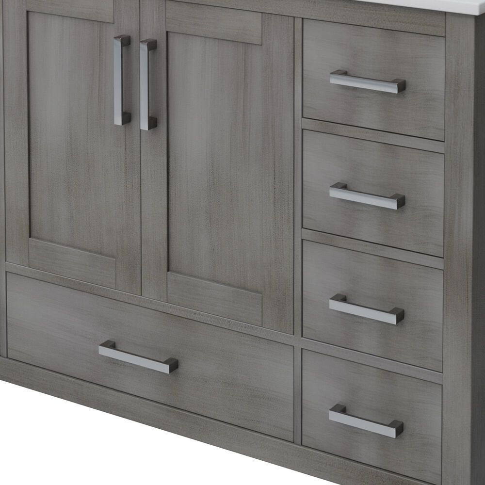 Lexora Home Jacques 48" Single Bathroom Vanity in Distressed Grey with 2 cm White Cultured Marble Top and Rectangular Sink, , large