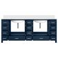 Lexora Home Jacques 84" Double Bathroom Vanity in Navy Blue with 2 cm White Quartz Top and Rectangular Sinks, , large