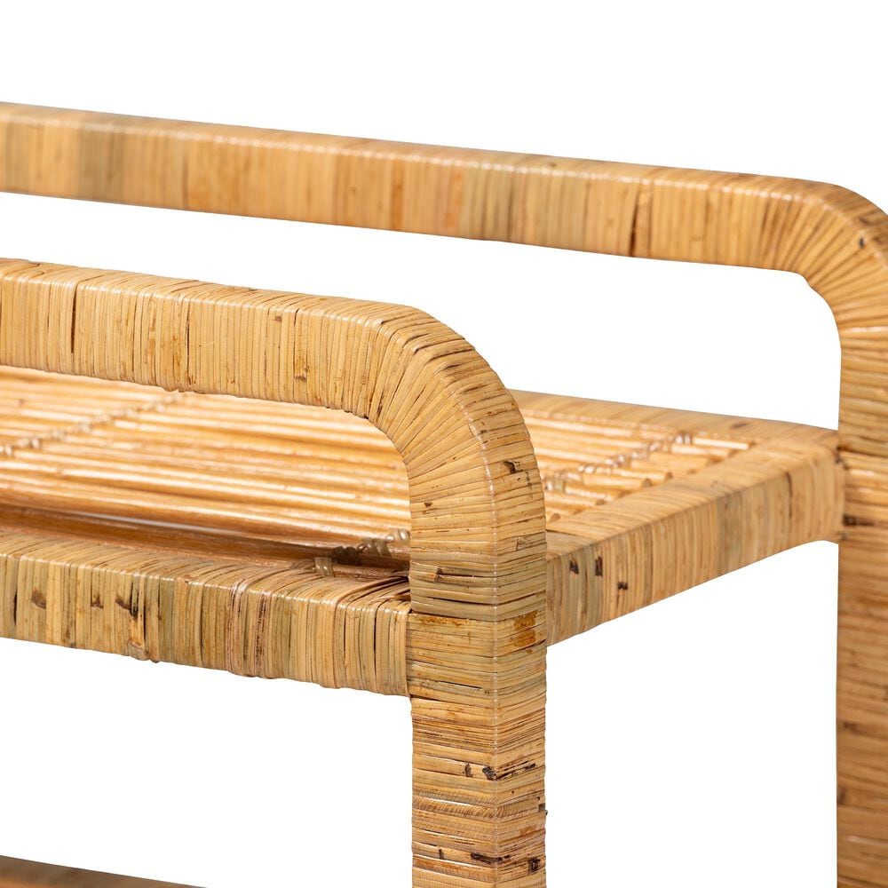 Baxton Studio Delphine Rattan Kitchen Cart in Natural Brown, , large