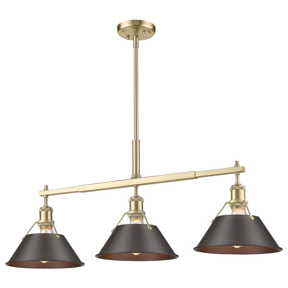 Golden Lighting Orwell 3-Light Linear Pendant with Rubbed Bronze Shade in Brushed Champagne Bronze, , large