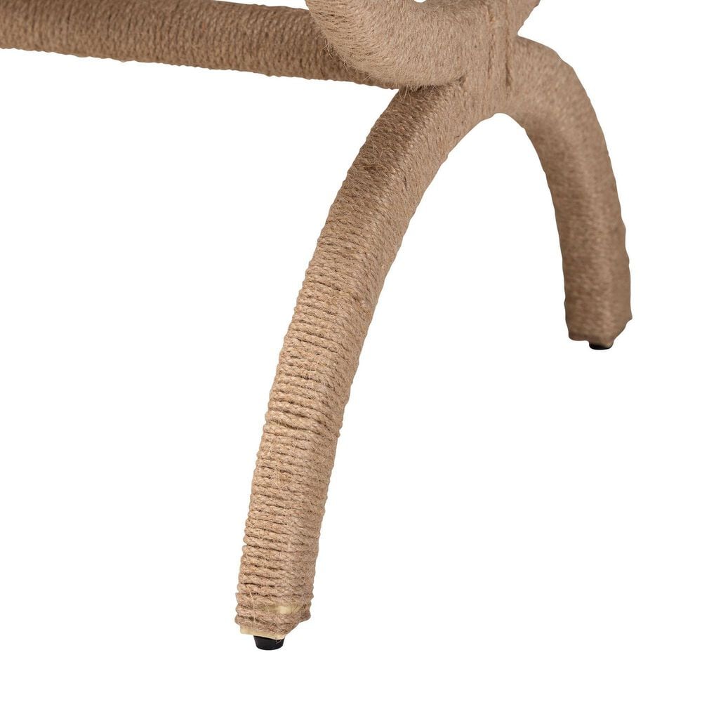 bali &amp; pari Maliyah Ottoman with Natural Brown Jute in White, , large