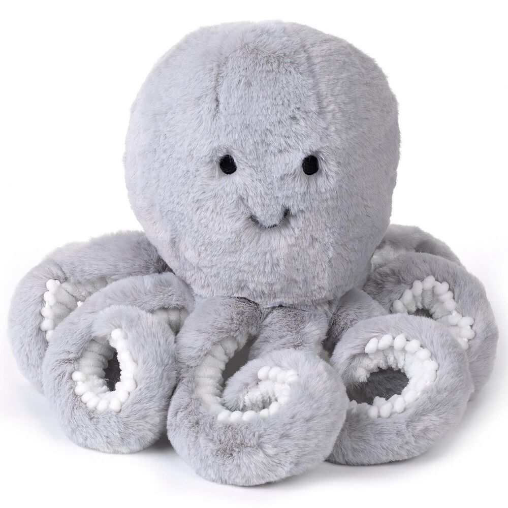Lambs and Ivy Ocean Blue Plush Gray Octopus Stuffed Animal in Gray, , large