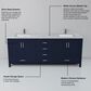 Lexora Home Jacques 72" Double Bathroom Vanity in Navy Blue with 2 cm White Carrara Marble Top and Rectangular Sinks, , large