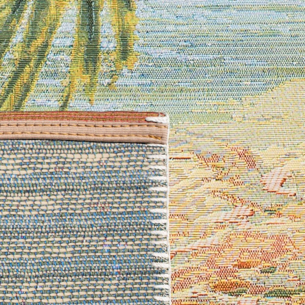 Safavieh Barbados Tropical Beach  3&#39;3&quot; x 5&#39; Gold and Blue Indoor/Outdoor Area Rug, , large