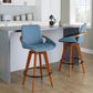 Lumisource Cosmo Swivel Counter Stool with Blue Noise Cushion in Walnut and Black, , large