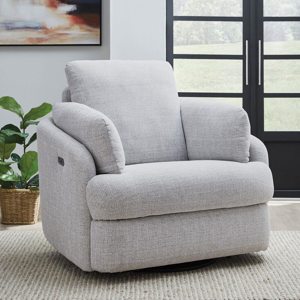 Ashley Alainmont Next-Gen Nuvella Power Swivel Recliner in Stone, , large