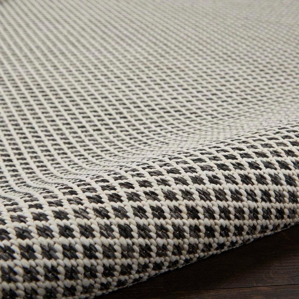 Nourison Courtyard Ivory and Charcoal 8&#39; Square Indoor/Outdoor Area Rug, , large