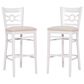 Linon Home Decor Teresa Bar Stool with Gray Cushion in White (Set of 2), , large
