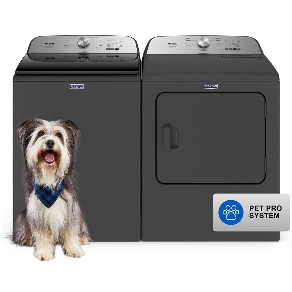 Maytag Pet Pro Top Load Washer and Electric Dryer Laundry Pair in Volcano Black, , large