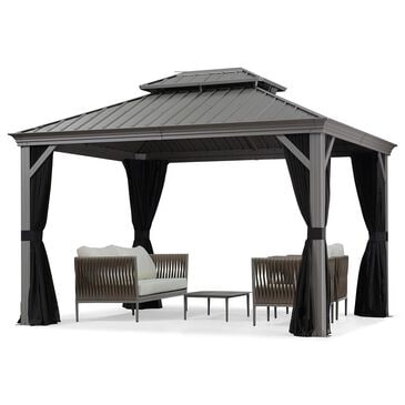 HOMLUX 12-ft x 10-ft Aluminum Gazebo with Double Metal Roof in Light Gray, , large