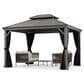 HOMLUX 12-ft x 10-ft Aluminum Gazebo with Double Metal Roof in Light Gray, , large
