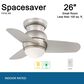 Minka-Aire Spacesaver 26" Ceiling Fan with LED Light in Brushed Steel, , large