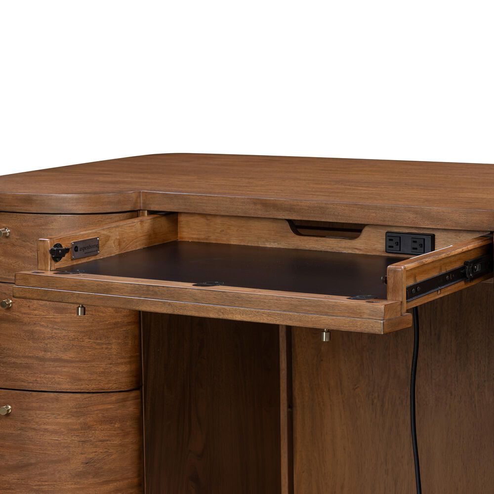 Riva Ridge Caden 3-Piece Executive Desk with Bookcase and File Cabinet Set in Spiced Caramel, , large