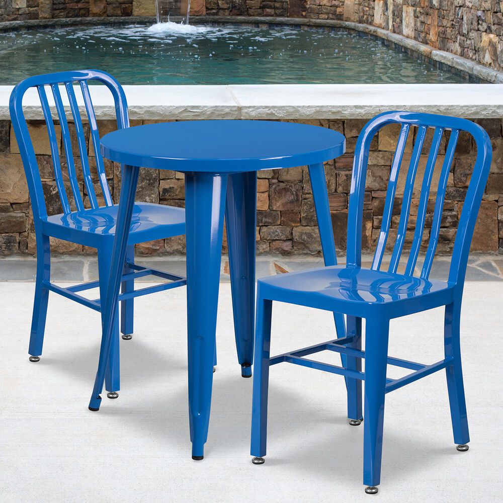 Flash Furniture 3-Piece Metal Table Set in Blue, , large