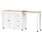 HOMLUX 74.8" Kitchen Island with Extendable Dining Table in White and Natural, , large