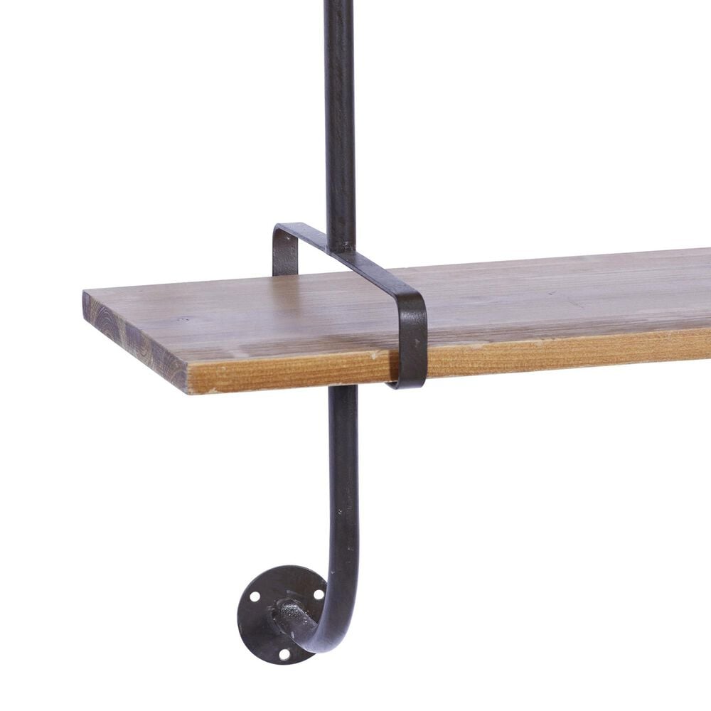 Maple and Jade 38&quot; Wall Shelf in Oiled Brown and Sleek Black, , large