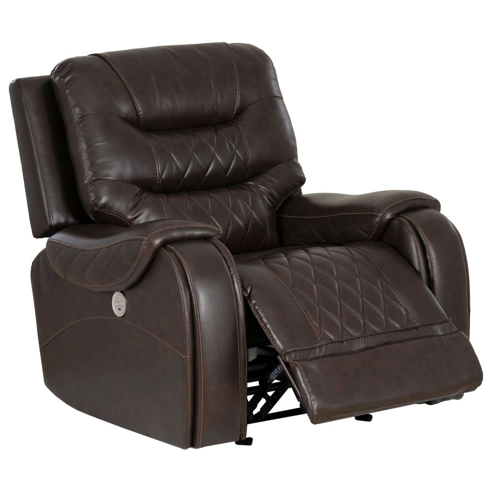 Linon Home Decor Barrett Power Glider Recliner in Rich Brown, , large