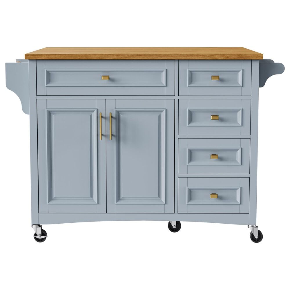 HOMLUX 52'' Kitchen Island with Drop Leaf in Blue Grey, , large