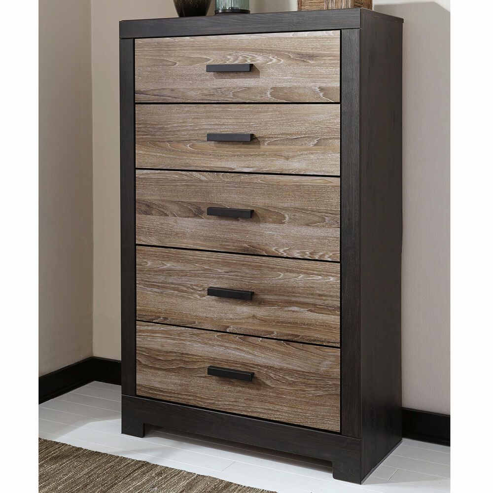 Signature Design by Ashley Harlinton 5-Drawer Chest in Warm Gray and Charcoal, , large