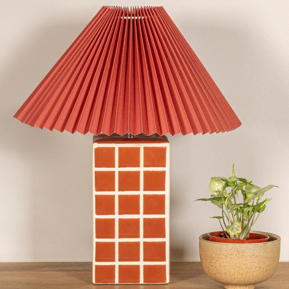 Creative Coop Zara Ceramic Table Lamp in Red, , large