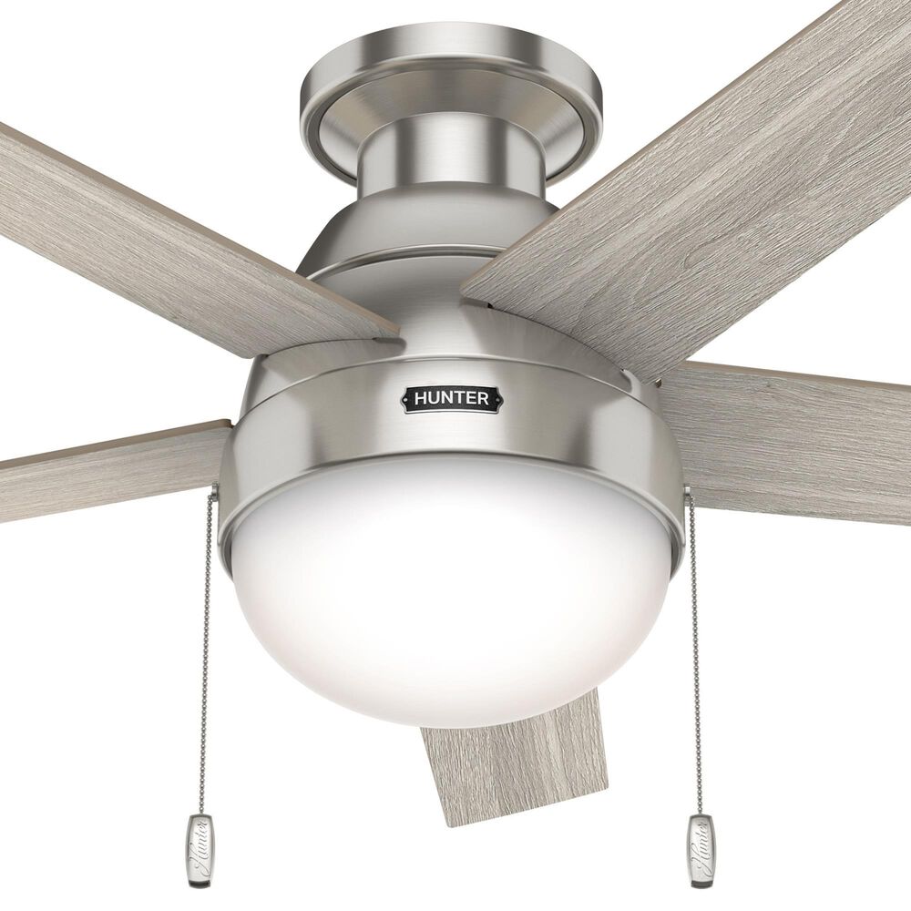 Hunter Anslee Low Profile 46&quot; Ceiling Fan with LED Lights in Brushed Nickel, , large