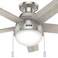 Hunter Anslee Low Profile 46" Ceiling Fan with LED Lights in Brushed Nickel, , large