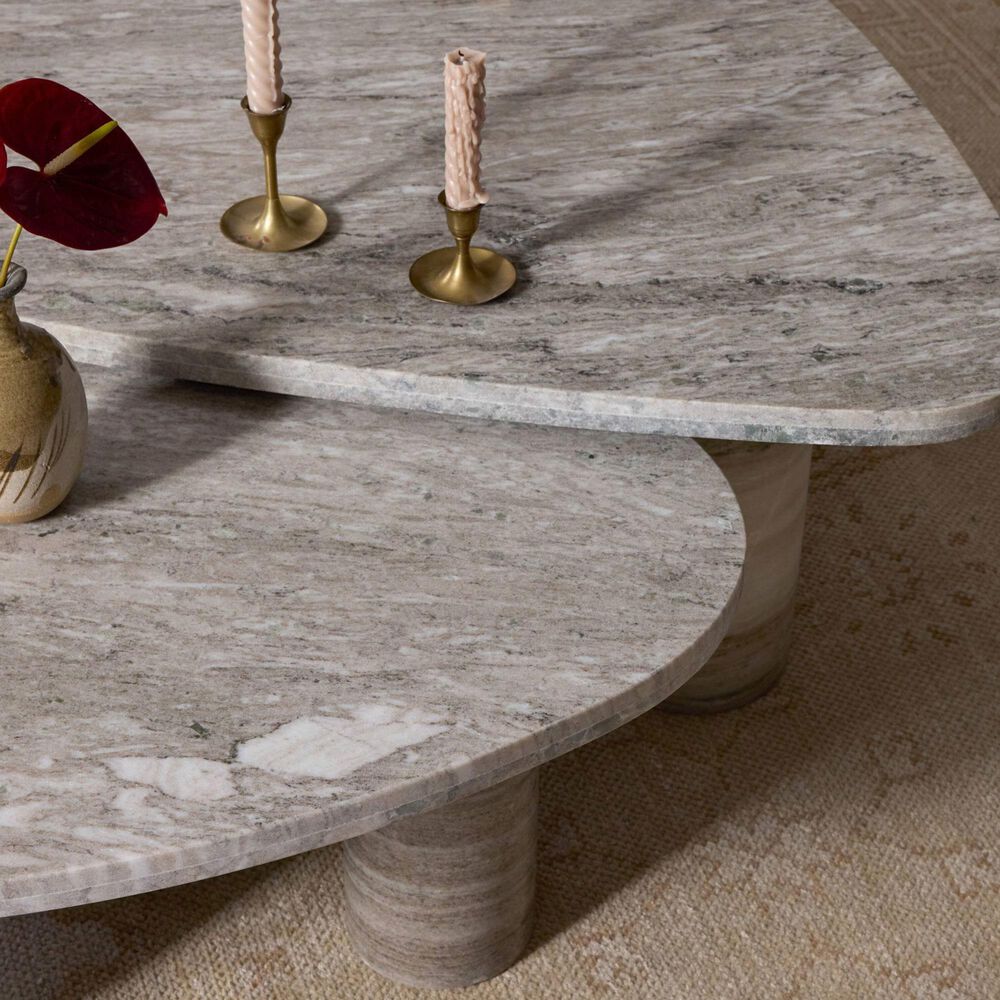 Four Hands Zion Coffee Table Set in Antique White Marble, , large