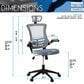 Rta Products Llc Modern High-Back Mesh Executive Office Chair with Headrest and Flip-Up Arms in Silver Grey, , large