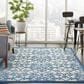 Nourison Aloha Damask 5"3" x 7"5" Grey and Blue Indoor/Outdoor Area Rug, , large