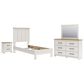 Ashley Linnocreek 4-Piece Twin Bedroom Set in White and Warm Brown, , large