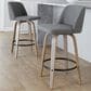 LumiSource Toriano Swivel Counter Stool with Cream Noise Fabric Upholstery in Whitewashed and Black (Set of 2), , large
