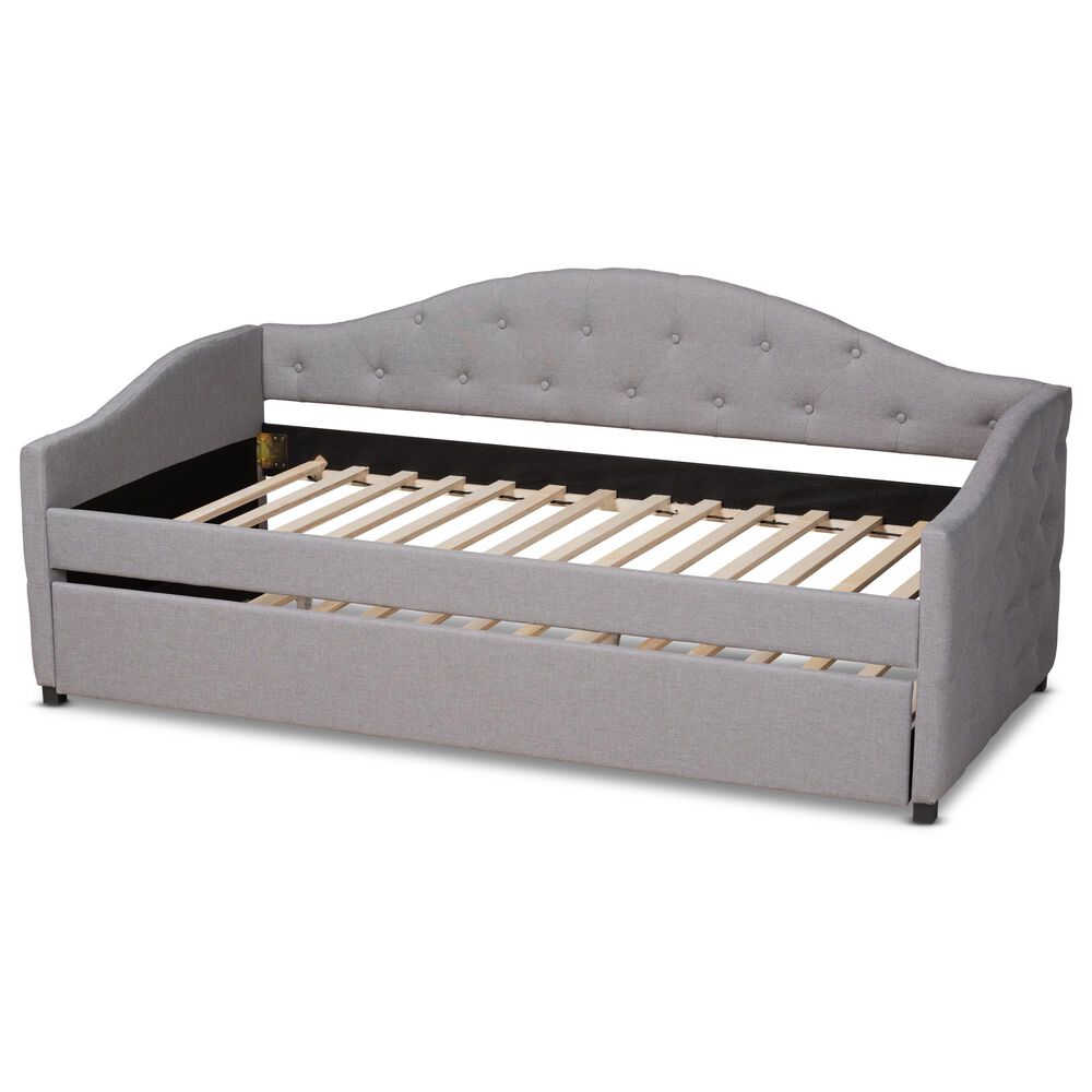 Baxton Studio Becker Twin Daybed with Trundle in Grey/Black Nebraska