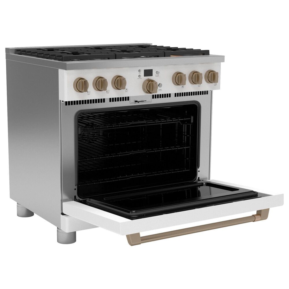 Cafe 5.75 Cu. Ft. Freestanding Dual Fuel Range in Matte White and Brushed Bronze, , large