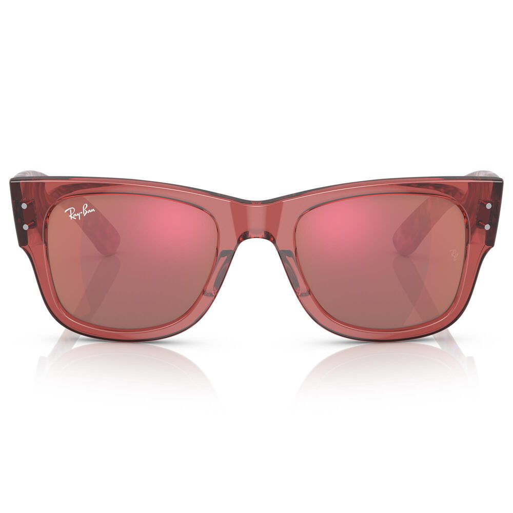Ray-Ban Mega Wayfarer Sunglass with Red Lenses in Polished Transparent Pink, , large