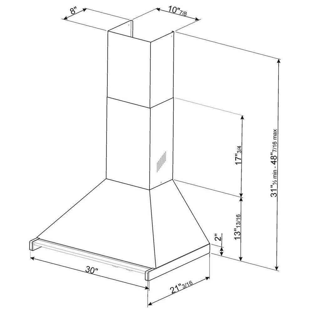 SMEG 30" Wall Mount Chimney Range Hood in Stainless Steel, , large
