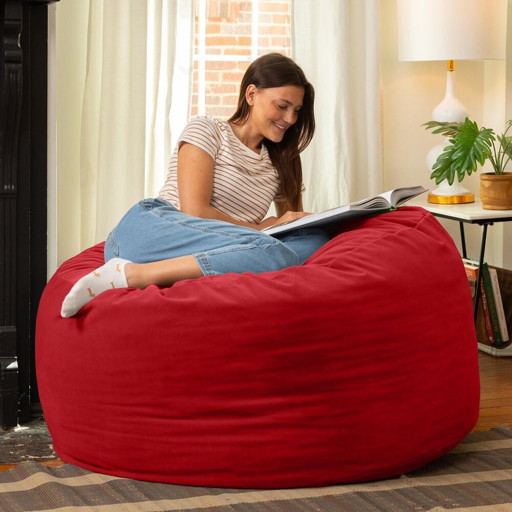 Jaxx Saxx 4&#39; Large Round Bean Bag Chair in Merlot, , large