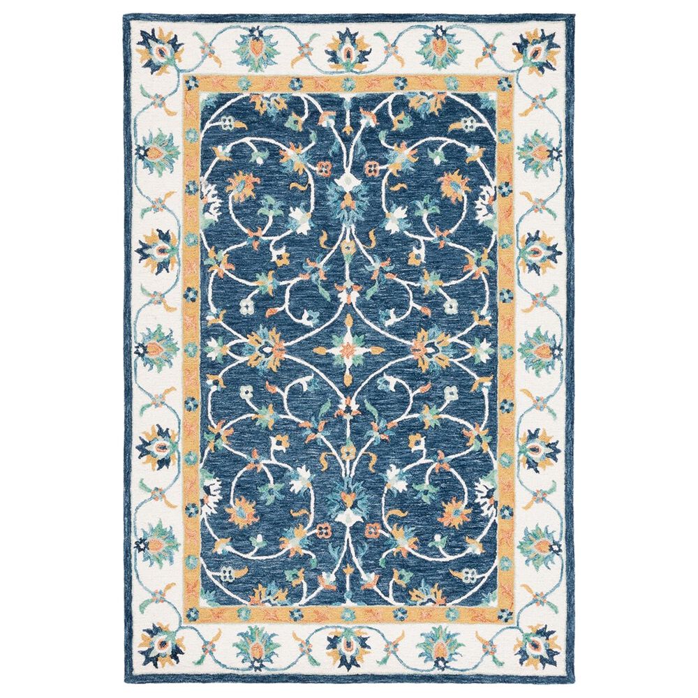 Safavieh Micro-Loop MLP385M 5" x 8" Blue and Ivory Area Rug, , large
