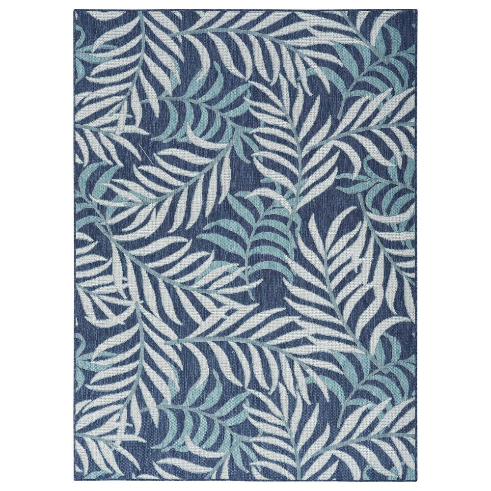 Nourison Garden Oasis Ivory and Navy 4" x 6" Indoor/Outdoor Area Rug, , large
