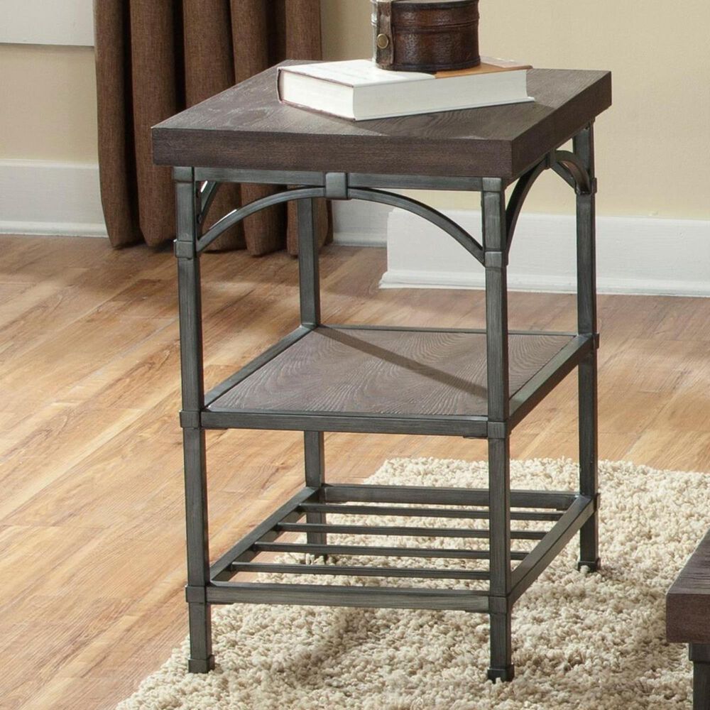 Belle Furnishings Franklin Chair Side Table in Rustic Brown, , large