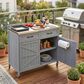 HOMLUX 39" Outdoor Kitchen Island with Stainless Table Top in Grey Blue, , large